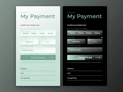 Payment - Credit Card/Debit Card app app ui card card ui credit card credit card ui dailyui debit card debit card ui design ui upi upi ui ux uxui