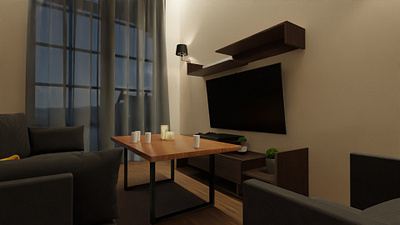 Living room + Kitchen with dining table 3d architecture archiviz blender cgi design indoor interior
