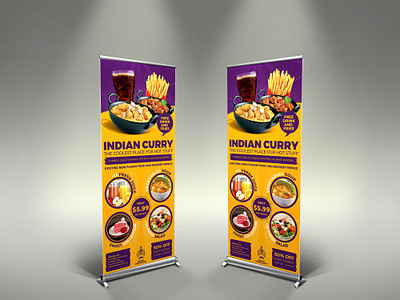 Indian Curry Restaurant Roll Up Banner Signage Template business chicken restaurant corporate design flyer food indian flyer indian food leaflet poster spicy