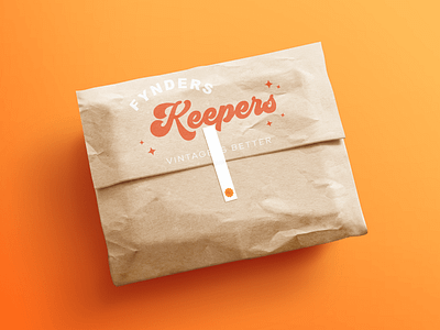 Fynders Keepers Thrift Store Shop Vintage Retro Branding #3 3d art artwork branding design digital art digital illustration graphic design illustration logo mockup orange packaging retro retro brand retro logo ui vector