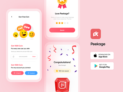 Peekage application 3d animation app branding design desktop fun game gift graphic design illustration landing logo market place referral referring reward ui ui design uidesign