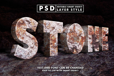 stone 3d realistic text effect 3d 3d text branding design editable text graphic design grunge illustration logo mock up psd realistic smart object stone stone text text effect typography ux