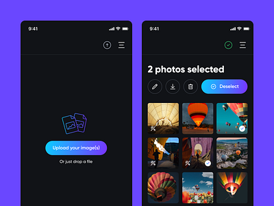 Select photos app appdesign branding colors dark darkmode design flat graphic design interface minimal photo photos select ui ux uxdesign web webapp