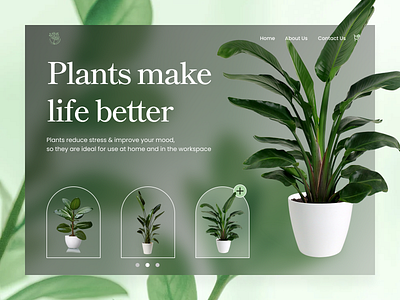 Plant buying website landing page design glass morphism glassmorphism landing page landing page design minimal ui ux