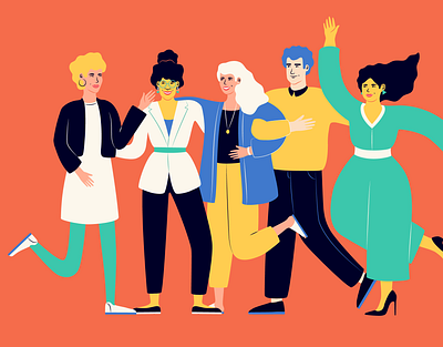 Vives - Hero Illustration colorful group hapinness illustration joy minimal people vector women