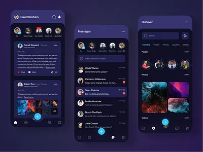 Social Media Mobile App chat clean facebook feed inbox instagra ios ios app design messages minimal mobile mobile app mobile social app modern ui social media social media pack social network stories