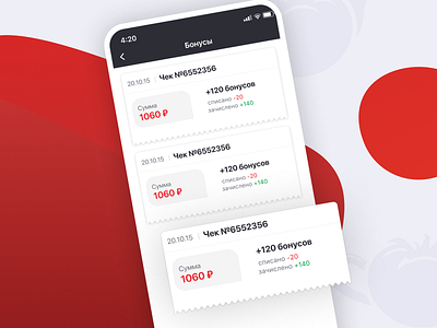 Tomato Bonuses billing bonuses design interface ios mobile ui