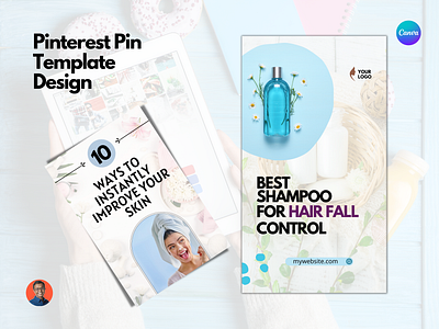 Pinterest Pin Design Template for Skincare website canva design inspiration canva pinterest templates feminine pin design pinterest design pinterest management promoted pins social media design social media templates