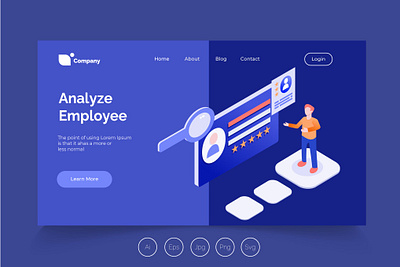 FREE Isometric Landing Page advertisting agency analyze analyze employee app banner development employee hiring isometric isometric landing page job landing page profit ux ux design web development web maintance webapp webinar advertisting website