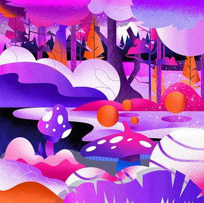 Spring Valley art botanic design flower illustration forest graphic design illustration minimalistic art nature nature illustration palette pink simpleillustration spring