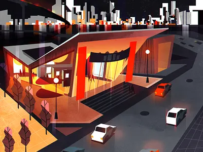 Grand opening! cartoon city googie illustration illustrator mid century minimalist modern texture vector