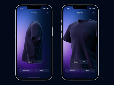 3D Object Preview 3d app ar augmented reality blender config custom dark figma minimal mobile nft t shirt tee ui