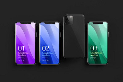 FREE Smartphone Screen Mockup Set branding dark iphone design display mockup free identity iphone 11 mock up mockup mockup set photoshop pro responsive responsive screen screen screen devices screen mockup smartphone smartphone screen ui