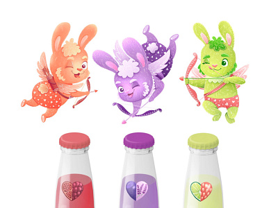 Stupid cupid animal art bottle character character design children illustration cupid cute digital art heart illustration kawaii kids character design label design lemonade love packaging packaging design product product design valentines day