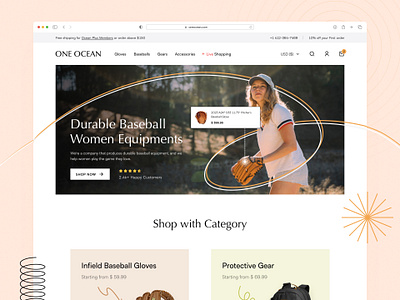 One Ocean – Homepage concept durable baseball women products homepage mockup thpography ui user experience user interface ux web website design