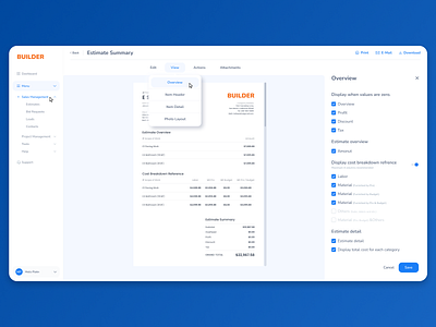 Create an Estimate design designs document estimate flat product ui ux