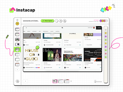 Instacap | Chrome Extension | Web App clean colors creative design extension graphic design graphics interface manage minimal screenshot trending ui uidesign user interface ux visual visual design web app web design