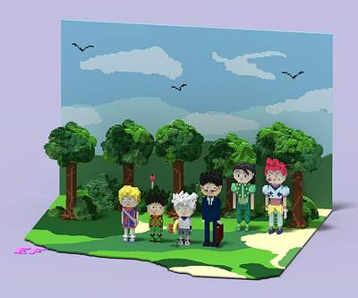 Hunter x Hunter 2011 Voxel 🎣🛹 3d 3d art anime design hunter x hunter hxh illustration kawaii magicavoxel manga otaku voxel art