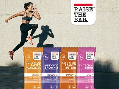 Raise the Bar Functional Nutrition Packaging Design branding design flyer design graphic design packaging design point of sale