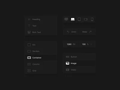 Web Builder - Icons v2 action panel builder container control panel div figma grid icon pack icon set iconography icons interface no code section typography panel ui ux website website builder