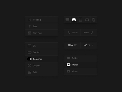 Web Builder - Icons v2 action panel builder container control panel div figma grid icon pack icon set iconography icons interface no code section typography panel ui ux website website builder