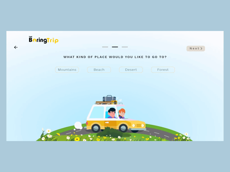 Travel Website Design Interaction adobe xd animation auto animate blue colorful design design illustration interaction design interactions landscape motion graphics travel travel website ui ui ux ux web design web experience
