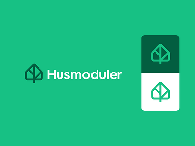 Husmoduler branding building bush construction eco ecology h u s m o d u l e r home home logo house house logo identity logo modular nature symbol tree wood