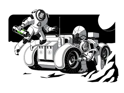 Pre-Trip Tune Up astronaught character design drawing editorial illustration science space vector