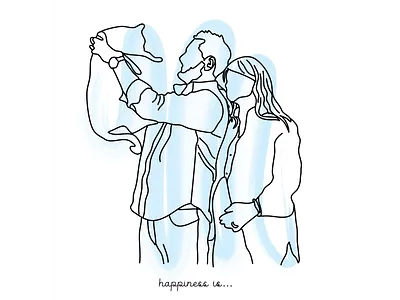 Custom hand drawn line art and watercolor portrait art artwork design drawing graphic design illustration portrait vector