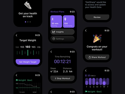 Watch App for Weight Loss apple application clock dark mode design fitness health ios smartwatch stopwatch ui watch watchos