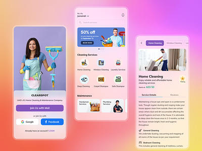 Home Service App app blur booking cleaning service concept design elegant glassmorphism glassy home home service iphone maintenance mobile repair schedule service service app solution ui