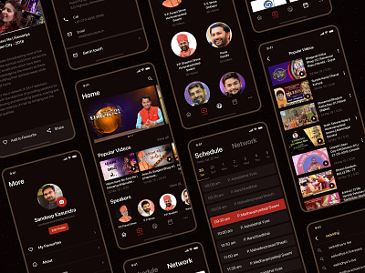 Sadvidhya TV - Mobile App Design calendar contact dark design home indian ios login mobile app network philosophy profile religion sadvidhya signup theme time tv channel video