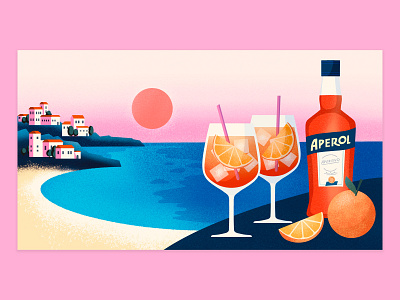 Aperol Spritz aperol cocktail illustration photoshop procreate