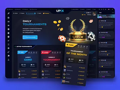 UP-X – Tournaments bets betting casino dark dashboard finance gambling game game design illustration interaction interface lottery platform player product design service sportsbook statistics web design