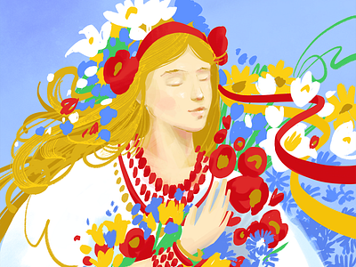 Spring Will Come art beautiful beauty blossom bright colorful dreamy feminine fine flowers girl illustration joy nowar peace prayforukraine spring ukraine ukrainian woman