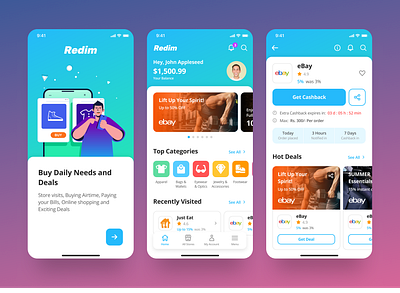 Cashback App UI android cashback cashout coupons design discount finance interface ios mobile ui
