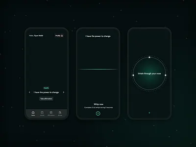 Sensie - Wellness App UI Animation animation app body awareness breathing darkmode design digital products emotional state healing app health meditation mind movement neuroscience startup stress ui wellness whips z1