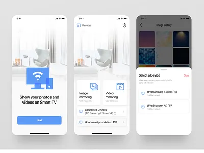 Screen Mirroring App UI android design interface ios mirroring mobile photo screen smart tv ui video