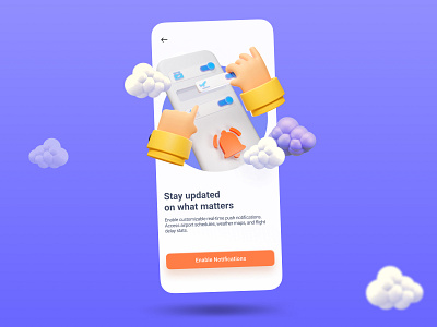 Yet another notifications permission 3d app blender figma illustrations mobile notifications travel ui