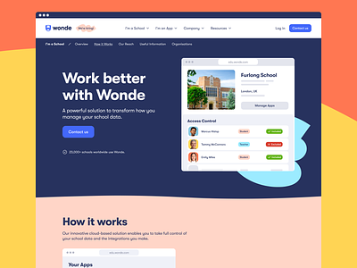Wonde – I'm a School colors desktop development features illustration product visual solutions typography ui ux web design website design wordpress