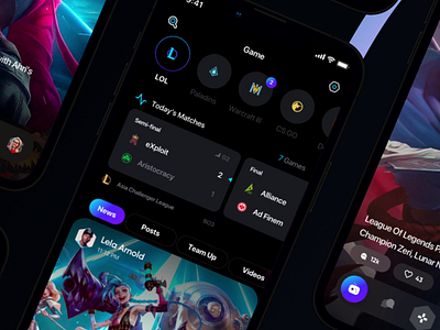 Game news animation app cyber cybersport cybersport app dark mode dashboard game gaming gaming app interface ios isport mobile news sport stream streaming