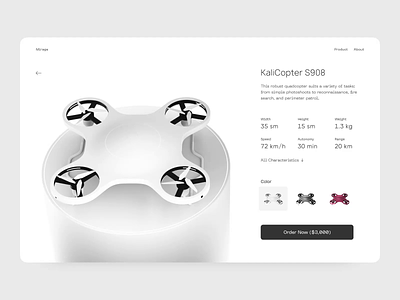 Quadcopter E-Commerce Store Product Page Animation Concept 3d illustration aerial animation concept design drone drones fly interface landing page platform product design quadcopter store uav ui ux web web design website