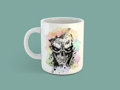Rainbow Skull Coffee Mug design graphic design illustration