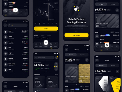 Coin Exchange App UI app app design bank app banking bitcoin clean concept creative dark design exchange golo illustration minimal mobile app piqodesign ui uiamjad uiux wallet