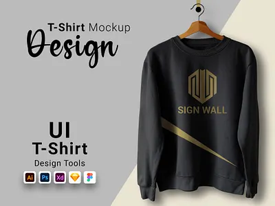 Sign Wall T-shirt Mockup Design app branding design graphic design illustration logo typography ui ux vector