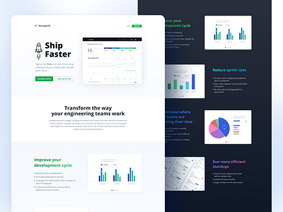 Marketing Landing Page - Hexagon b2b branding charts dark mode dashboard data data design data visualization dataviz design gradient graphs landing page light mode product design tables tech design ui ux