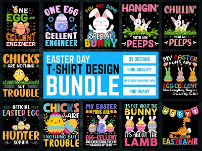 Easter Day T-Shirt Design Bundle bunny easter easter day t shirt design egg graphic design rabbit tshirt tshirt design