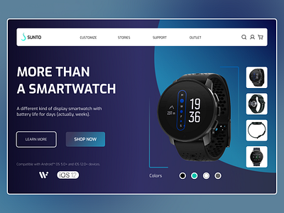 SUNTO smart watch Landing Page app applewatch branding clean ui design homepage landing page products samsung shop smart watch smartwatch store ui ui ux ux watch webdesign website website design