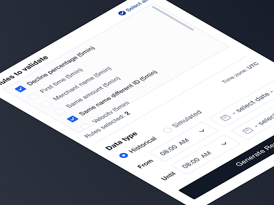 Rules validation widget admin bank dashboard design enterprise finserv fintech interface payment product saas software ui widget