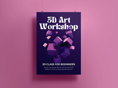 3D Art Workshop Poster clean course design minimalist poster print promo typography workshop